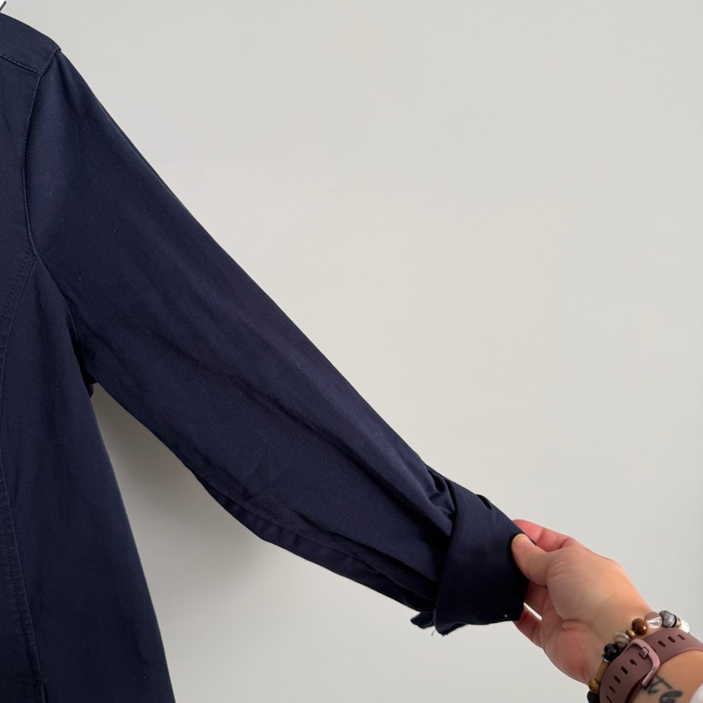 J. Jill Chino 100% Cotton Navy Blue Collared Long Sleeve Popover Shirt Dress - Picture 5 of 15